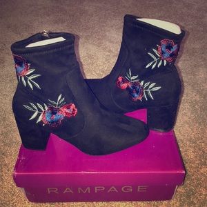 Embroidered Black Booties